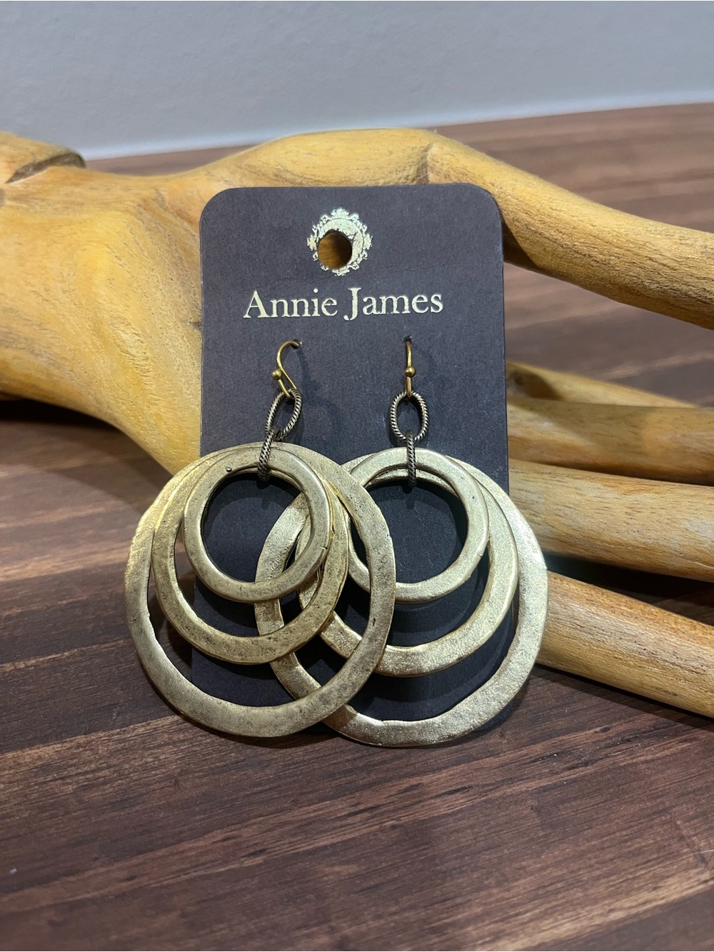 Annie James by Julio Designs Gold Multi-Ring Drop Earrings